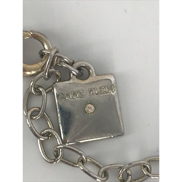 Ann Klein Neutral Beige  Gold Tone pale‎ Yellow Crystals Pendant 16"  Necklace - Picture 7 of 10